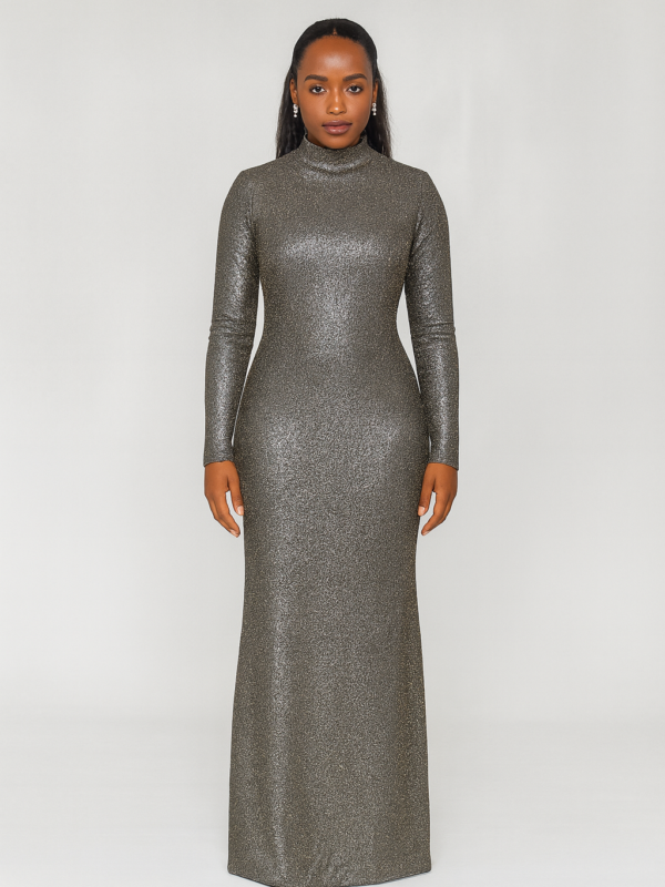 robe longue col montant lumière noble – reine ruth